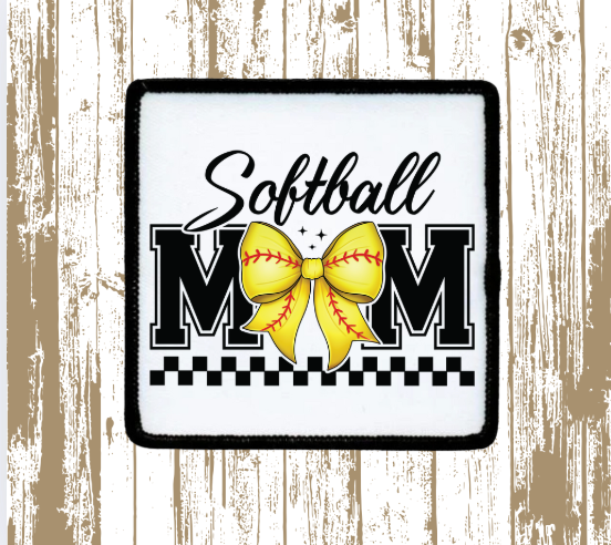 Softball Mama Checkered Bow Patch