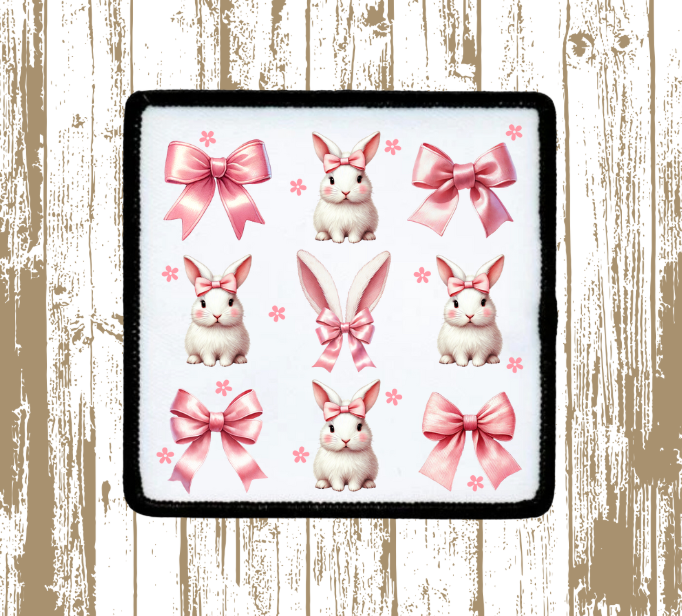 Coquette White Bunny and Bow Patch
