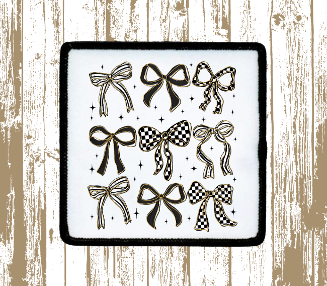 Coquette Bows Black Checkered Patch