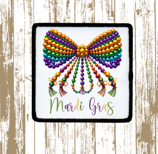 Mardi Gras Bead Bow Patch