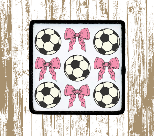 Coquette Pink Bow Soccer Patch